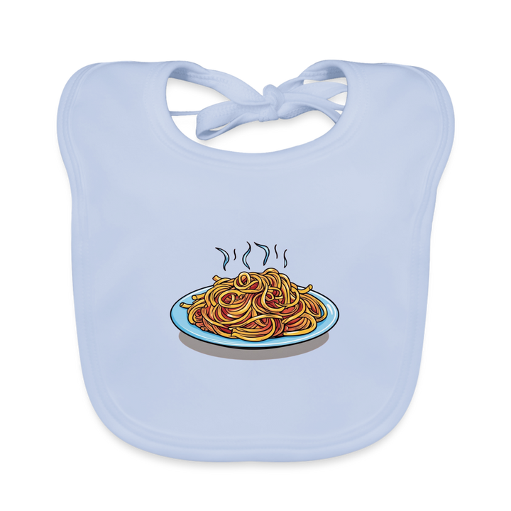 bavetta neonato con stampa spaghetti - sky blue